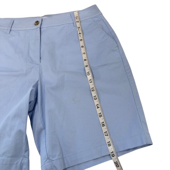 Kim Rogers Womens Light Blue Cotton Blend Flat Front Bermuda Shorts Size 10 - Picture 7 of 10